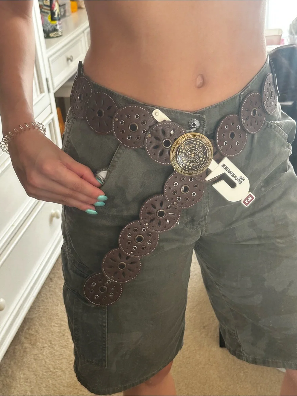 No Boundaries faux Leather Western Brown and Gold Belt NWT